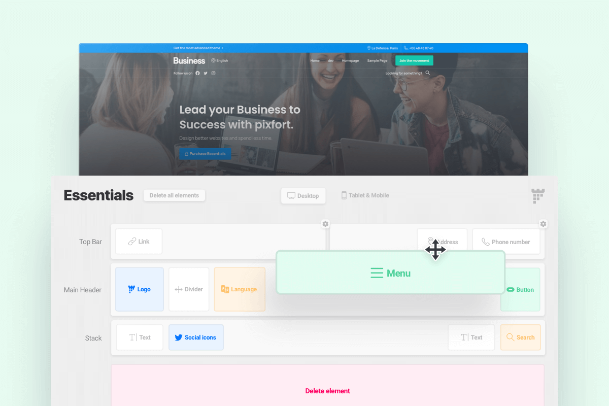 How to create and edit website header