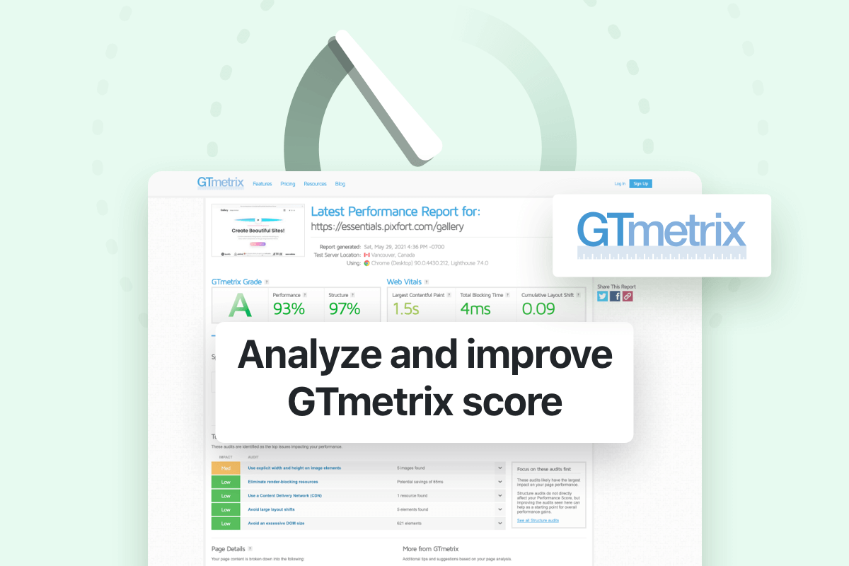 How to analyze and improve GTmetrix score
