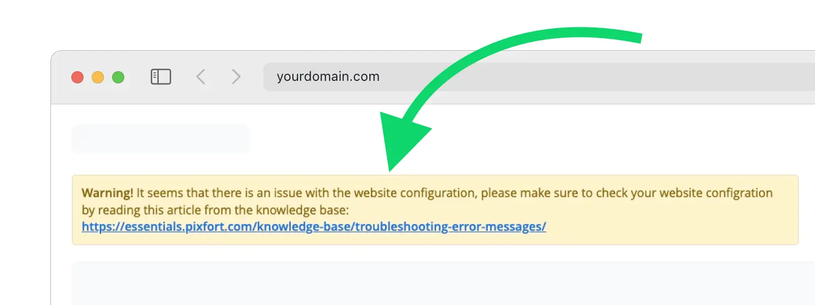 Warning! It seems that there is an issue with the website configuration.